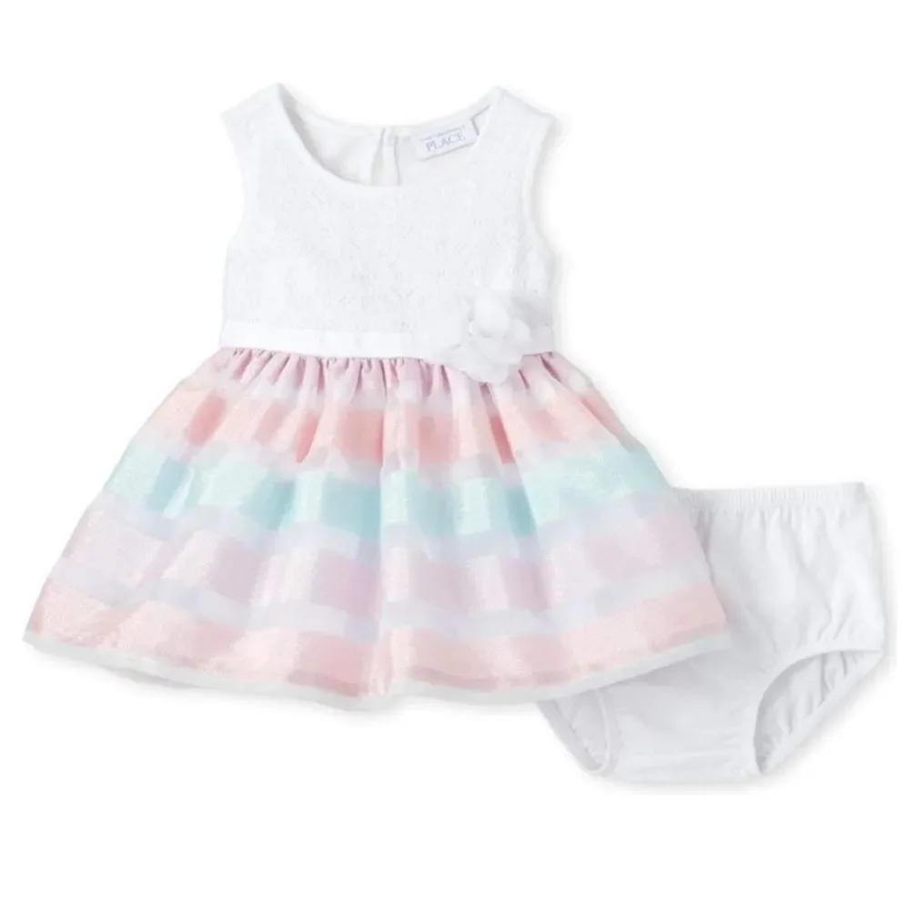 NWT • Childrens Place Lace Striped Dress + Sandals